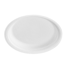 Plato Caña de Azúcar Bagazo Blanco Ø23 cm (500 Uds)