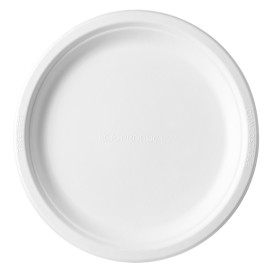 Plato Caña de Azúcar Bagazo Blanco Ø17,5 cm (50 Uds)