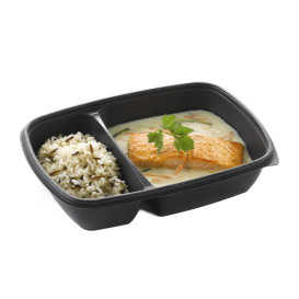 Envase de Plástico PP 2C Negro 900ml 23x16,5x5cm (75 Uds)