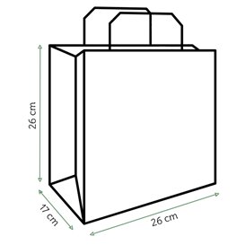 Bolsa Papel Kraft con Asas Planas 70g/m² 26+18x26cm (50 Uds)