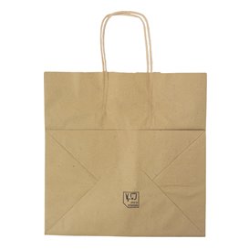 Bolsa Papel Kraft con Asas Planas 70g/m² 26+18x26cm (50 Uds)