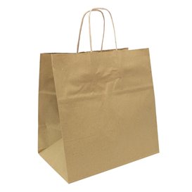 Bolsa Papel Kraft con Asas Planas 70g/m² 26+18x26cm (50 Uds)