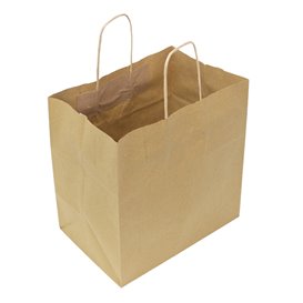Bolsa Papel Kraft con Asas Planas 70g/m² 26+18x26cm (250 Uds)