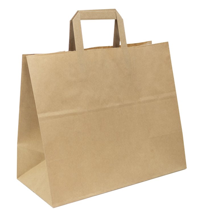 Bolsa Papel Kraft con Asas Planas 70g/m² 32+22x26cm (50 Uds) Bolsa Papel Kraft con Asas Planas 70g/m² 32+22x26cm (50 Uds)