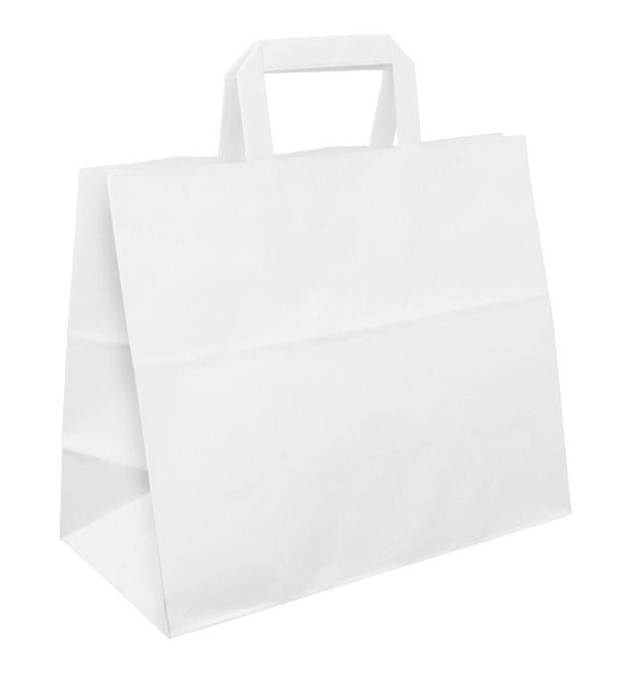 Bolsa Papel Blanca con Asas Planas 70g/m² 32+22x26cm (50 Uds) Bolsa Papel Blanca con Asas Planas 70g/m² 32+22x26cm (50 Uds)