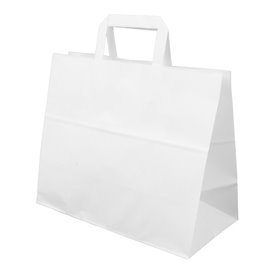 Bolsa Papel Blanca con Asas Planas 70g/m² 32+22x26cm (50 Uds)
