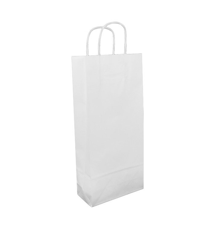 Bolsa Papel Blanca para Botellas Asas 18+8x39cm (50 Uds)