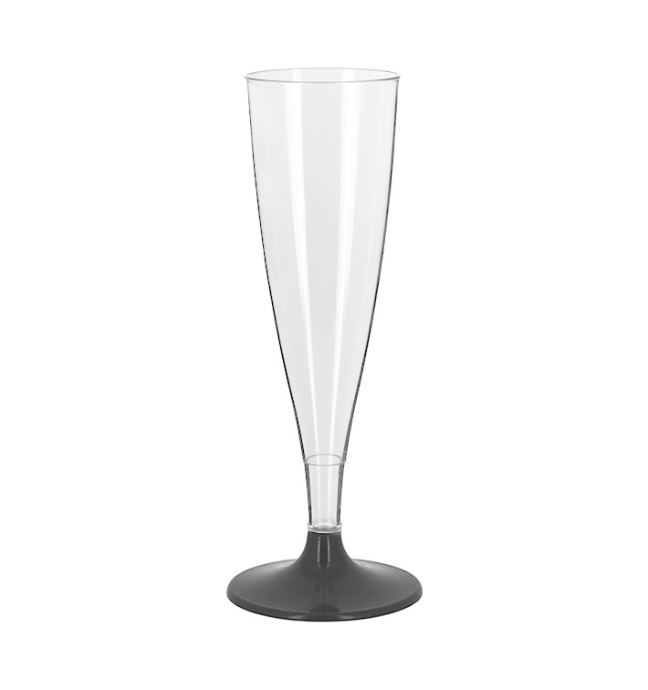Copa Plástico Reutilizable Cava Pie Antracita 140ml 2P (6 Uds) Copa Plástico Reutilizable Cava Pie Antracita 140ml 2P (6 Uds)