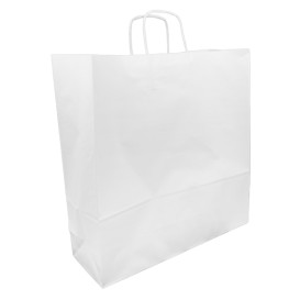 Bolsa Papel Kraft Blanca con Asas 100g/m² 44+15x46cm (25 Uds)