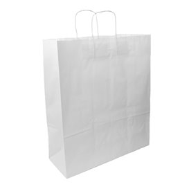 Bolsa Papel Kraft Blanca con Asas 100g/m² 44+15x46cm (25 Uds)