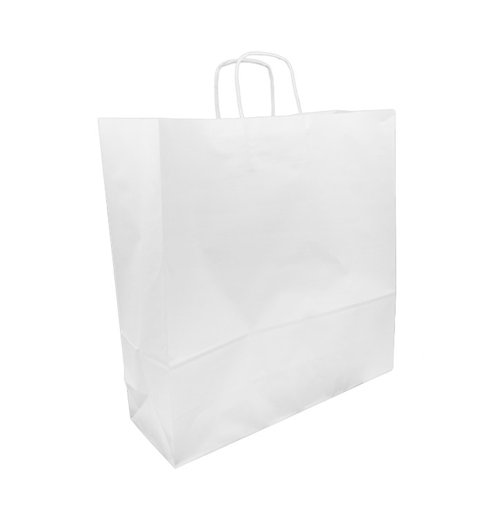 Bolsa Papel Kraft Blanca con Asas 100g/m² 44+15x46cm (25 Uds) Bolsa Papel Kraft Blanca con Asas 100g/m² 44+15x46cm (25 Uds)