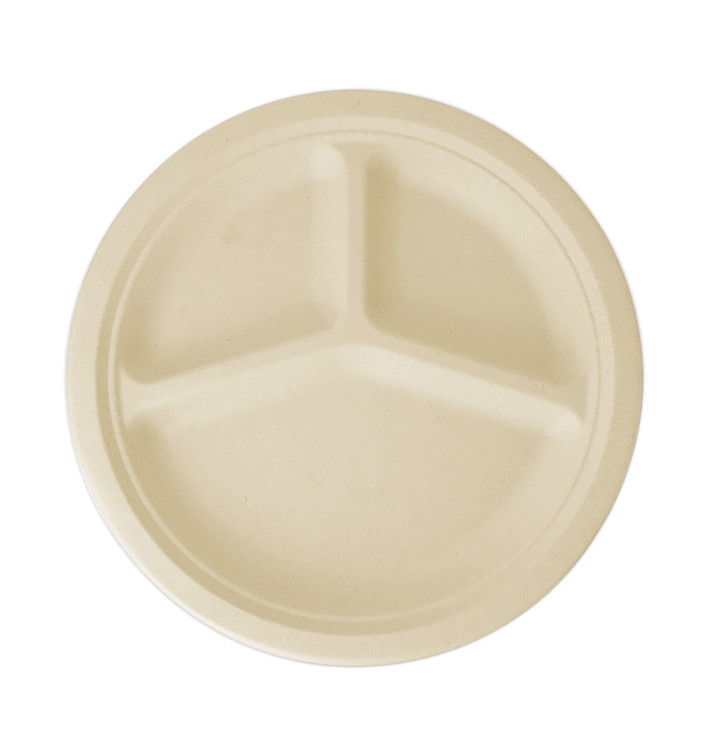 Plato Caña de Azucar 3C Natural Ø260mm (50 Uds)