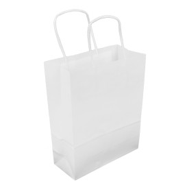 Bolsa Papel Kraft Blanca con Asas 100g/m² 18+8x24cm (25 Uds)