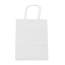 Bolsa Papel Kraft Blanca con Asas 100g/m² 18+8x24cm (25 Uds)