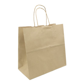 Bolsa Papel Kraft con Asas 100g/m² 27+14x26cm (25 Uds)