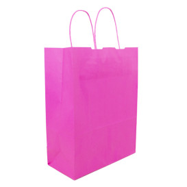 Bolsa Papel Fucsia con Asas 100g/m² 25+11x31cm (25 Uds)