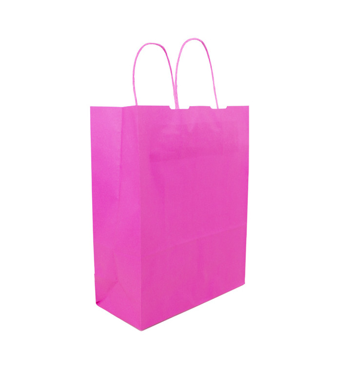 Bolsa Papel Fucsia con Asas 100g/m² 25+11x31cm (25 Uds)