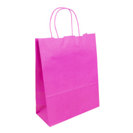 Bolsa Papel Fucsia con Asas 100g/m² 25+11x31cm (25 Uds)