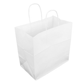 Bolsa Papel Kraft Blanca con Asas 100g/m² 30+18x29cm (25 Uds)