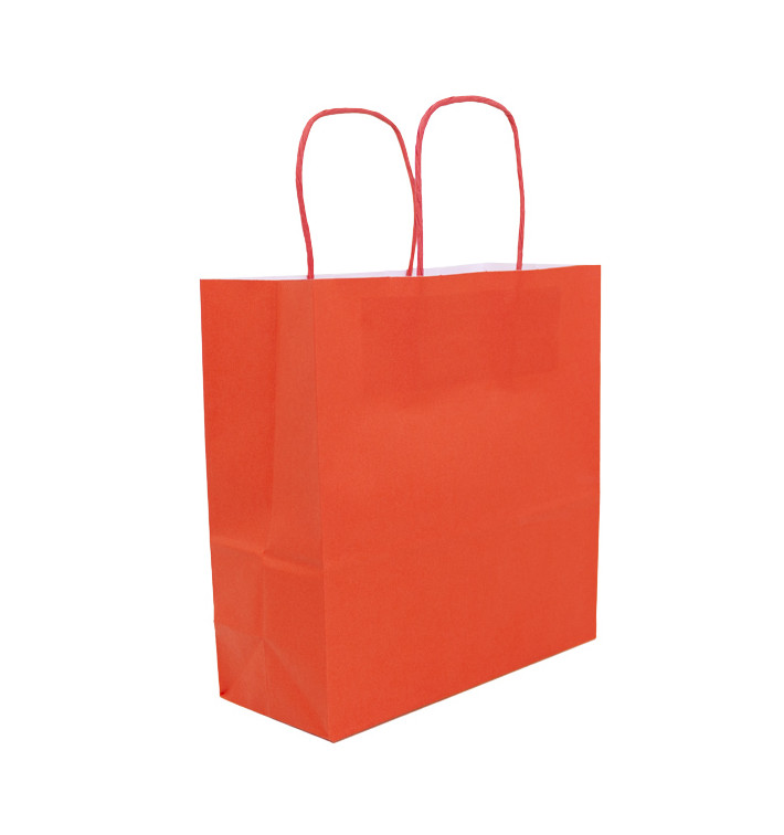 Bolsa Papel Roja con Asas 100g/m² 22+9x23cm (25 Uds) Bolsa Papel Roja con Asas 100g/m² 22+9x23cm (25 Uds)