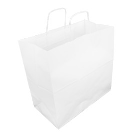 Bolsa Papel Kraft Blanca con Asas 100g/m² 35+18x34cm (25 Uds)