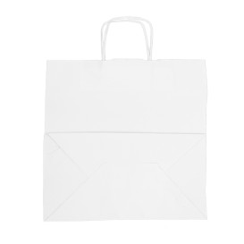 Bolsa Papel Kraft Blanca con Asas 100g/m² 35+18x34cm (25 Uds)
