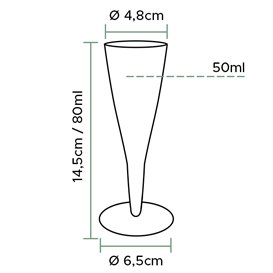 Copa PREMIUM de Plástico para Cava o Vino 80 ml 2P (20 Uds)