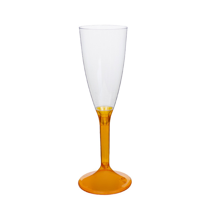 Copa Plástico Cava Pie Naranja Transp. 120ml 2P (20 Uds) Copa Plástico Cava Pie Naranja Transp. 120ml 2P (20 Uds)
