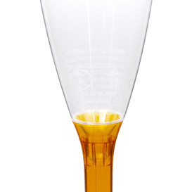 Copa Plástico Cava Pie Naranja Transp. 120ml 2P (20 Uds)