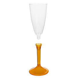 Copa Plástico Cava Pie Naranja Transp. 120ml 2P (20 Uds)