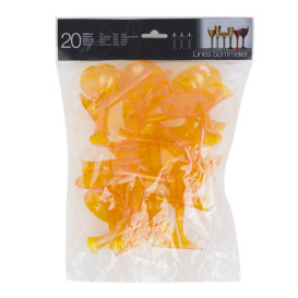 Copa Plástico Cava Pie Naranja Transp. 120ml 2P (20 Uds)