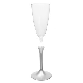 Copa Plástico Cava Pie Gris 120ml 2P (20 Uds)