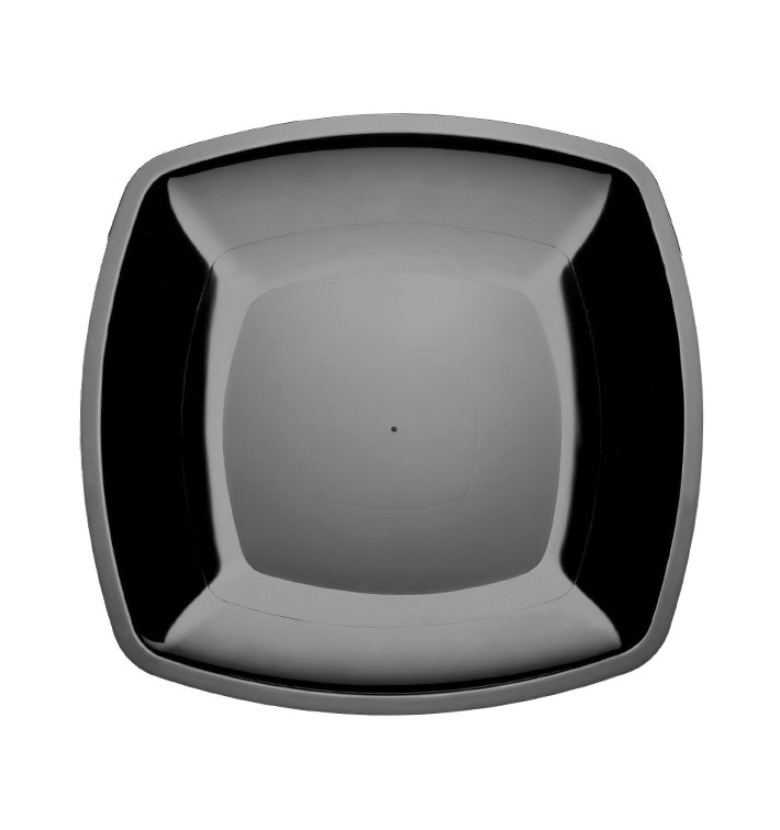 Plato Llano Reutilizable PS Negro Square 30cm (12 Uds) Plato Llano Reutilizable PS Negro Square 30cm (12 Uds)