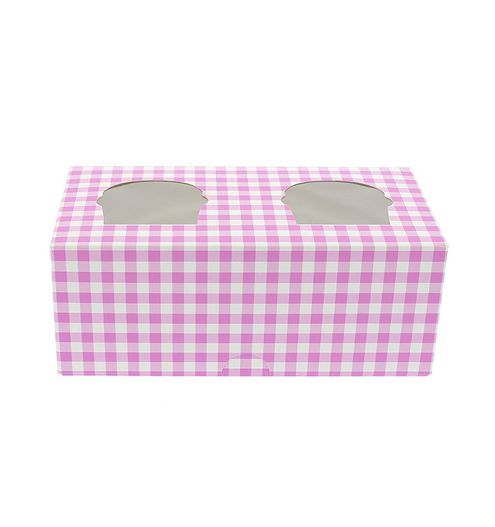 Caja 2 Cupcakes con Soporte 19,5x10x7,5cm Rosa (20 Uds) Caja 2 Cupcakes con Soporte 19,5x10x7,5cm Rosa (20 Uds)