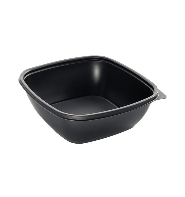 Envase de Plástico PP Negro 750ml 16,5x16,5x6cm (50 Uds) Envase de Plástico PP Negro 750ml 16,5x16,5x6cm (50 Uds)