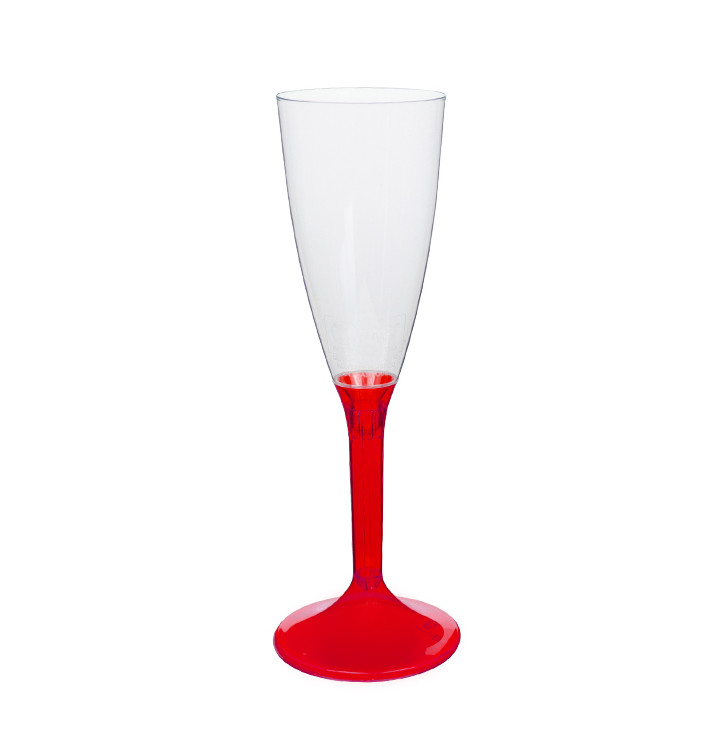 Copa Plástico Cava Pie Rojo Transp. 120ml 2P (20 Uds) Copa Plástico Cava Pie Rojo Transp. 120ml 2P (20 Uds)