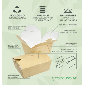 Caja Americana Kraft 10,7x8,65x4,5cm 400ml (50 Uds)