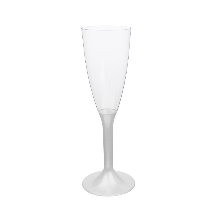 Copa Plástico Cava Pie Blanco Perlado 120ml 2P (20 Uds) Copa Plástico Cava Pie Blanco Perlado 120ml 2P (20 Uds)