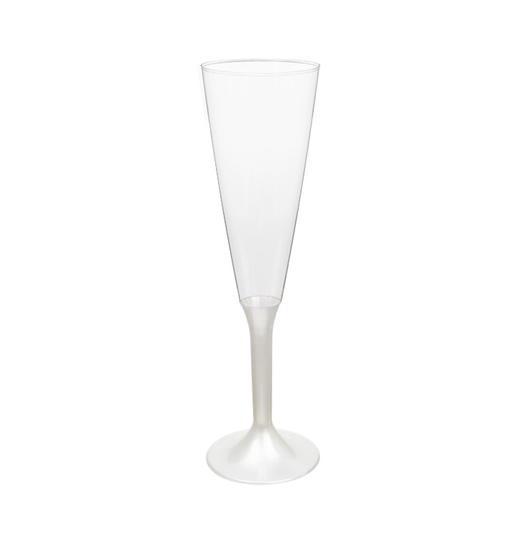Copa Plástico Cava Pie Blanco Perlado 160ml 2P (20 Uds) Copa Plástico Cava Pie Blanco Perlado 160ml 2P (20 Uds)