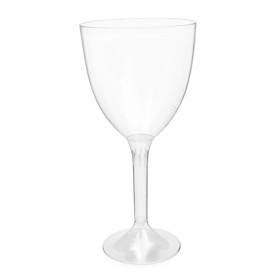 Copa de Plástico Reutilizable 2P Pie Transparente para Vino 300ml (20 Uds)