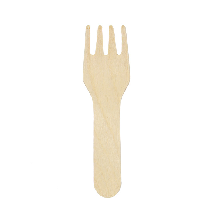 Mini Tenedor de Madera 7,5cm (100 Uds) Mini Tenedor de Madera 7,5cm (100 Uds)