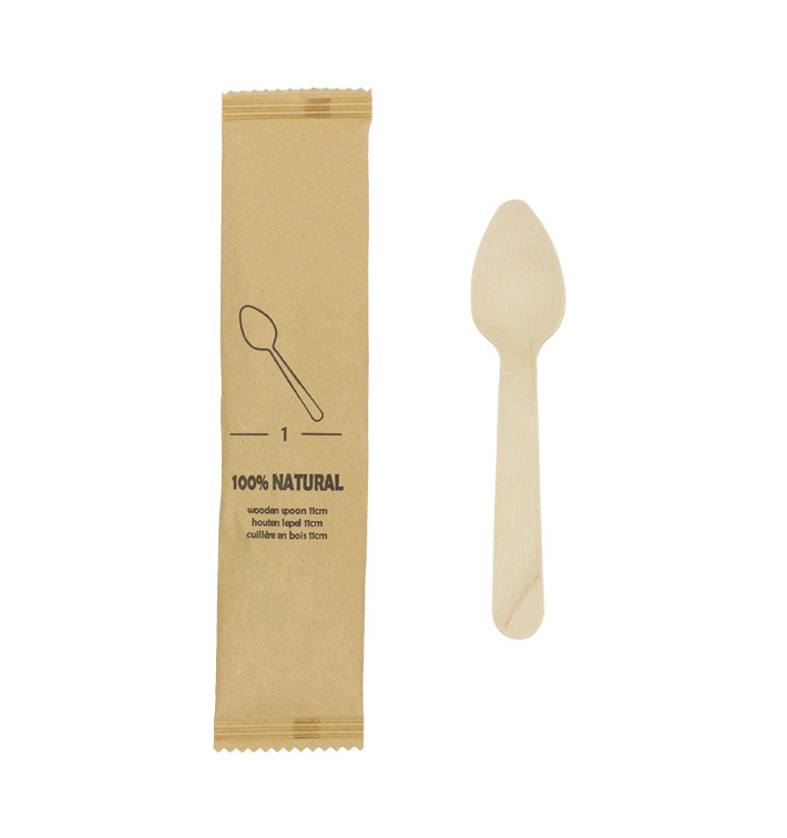 Cucharilla de Madera BIO Enfundada 11cm (25 Uds) Cucharilla de Madera BIO Enfundada 11cm (25 Uds)