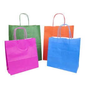 Bolsa Papel Fucsia con Asas 100g/m² 25+11x31cm (25 Uds)