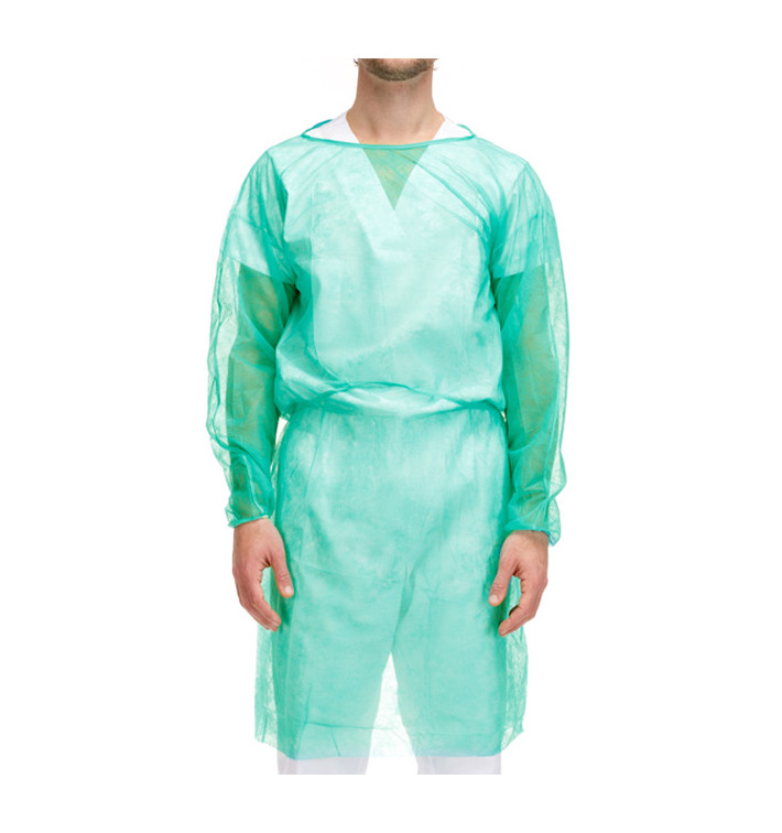 Bata TST PP Verde Cierre Trasero con Cintas XL 20gr (10 Uds) Bata TST PP Verde Cierre Trasero con Cintas XL 20gr (10 Uds)