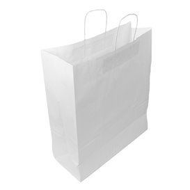 Bolsa Papel Kraft Blanca con Asas 100g/m² 44+15x46cm (25 Uds)