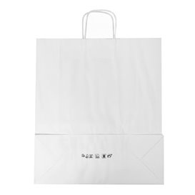 Bolsa Papel Kraft Blanca con Asas 100g/m² 44+15x46cm (25 Uds)