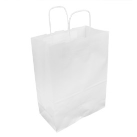 Bolsa Papel Kraft Blanca con Asas 100g/m² 25+13x33cm (25 Uds)