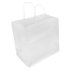 Bolsa Papel Kraft Blanca con Asas 80g/m² 30+18x29cm (250 Uds)