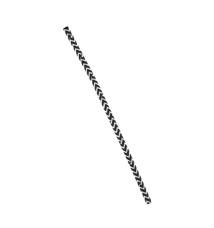 Pajita Recta de Papel Negro y Blanco Ø6mm 20cm (100 Uds) Pajita Recta de Papel Negro y Blanco Ø6mm 20cm (100 Uds)