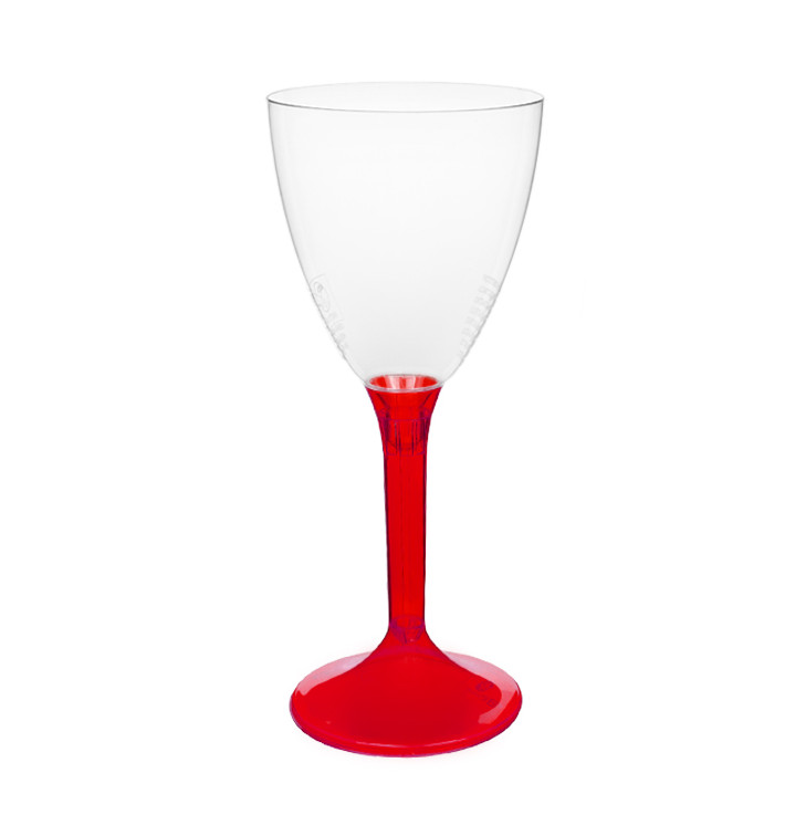 Copa Plástico Vino Pie Rojo Transp. 180ml 2P (20 Uds) Copa Plástico Vino Pie Rojo Transp. 180ml 2P (20 Uds)